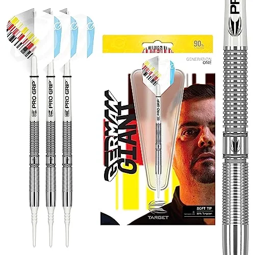 Target Darts Unisex-Adult Gabriel Clemens 90% Wolfram Softdarts-Set (19Gr) Dartpfeile mit weicher Spitze, Silber