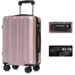 YONSLY Premium Reisekoffer mit TSA-Schloss (Roségold, L) in pink von YONSLY