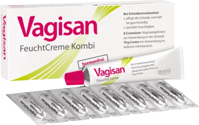 Vagisan Feuchtcreme Kombi 8 Ovula+10 g Creme - Arzneimittel zur Linderung von Scheidentrockenheit, enthält hormonfreie Zäpfchen und Creme für sofortige Hilfe bei Brennen und Jucken. Ideal für empfindliche Frauen.
