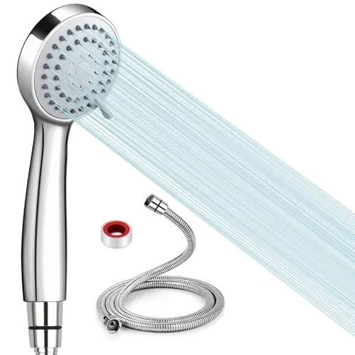 Duschkopf Handbrause 3 Strahlarten Hochdruck Duschbrause (⌀ 120 mm) mit 1.5M Schlauch Wassersparend Brausekopf Handheld Duschbrause mit Brauseschlauch und Teflonband