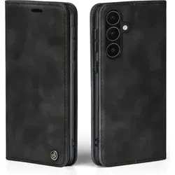 Handy Hülle für Samsung Galaxy A56 5G Klapphülle Bookcase Flip Cover Handy Tasche Etui Farbe: Schwarz - Schwarz