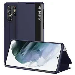 Hülle kompatibel mit Samsung Galaxy S22 Ultra 5G Kunstleder Handyhülle - Handy Case Blau