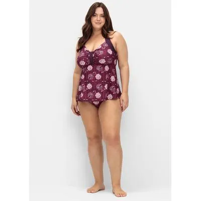 Tankini-Top SHEEGO BY JOE BROWNS, Damen, Gr. 48, Cup B, lila (beere, gemustert), Elasthan, Polyamid, Bikini-Oberteile