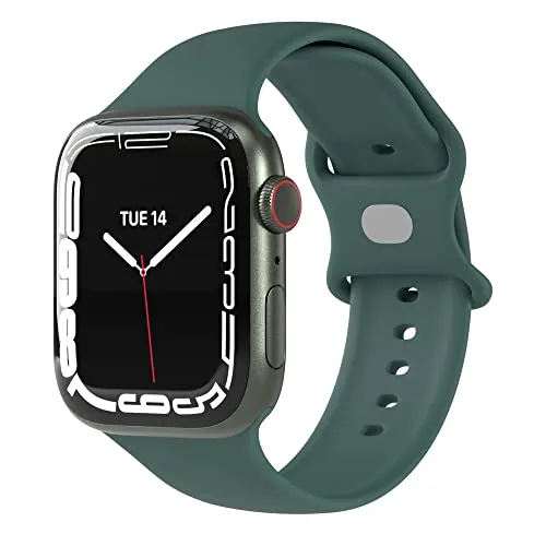 EAZY CASE Sport Armband für Apple Watch 44mm / 45mm / 46mm / 49mm verstellbares Silikon Ersatzarmband Sport Loop Band für Apple Watch Serie 11 10 9 8 7 6 5 4 3 2 1 SE für Damen Herren Grün