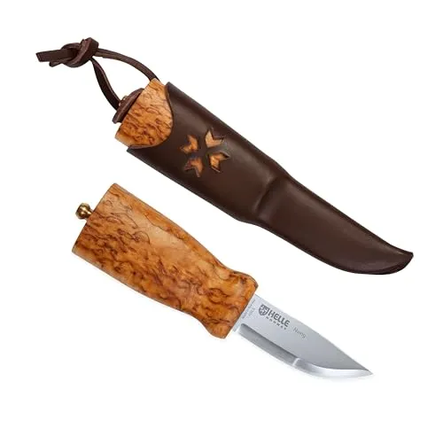 Helle Outdoormesser Modell 4 Fjellkniven - Gürtelmesser mit 16,5 cm Klinge aus hochwertigem Dreilagenstahl, ideal für Outdoor-Abenteuer und handwerkliche Tätigkeiten.