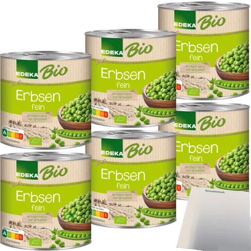 Edeka Bio Erbsen fein 6er Pack 6x400g Dose ATG 280g usy Block