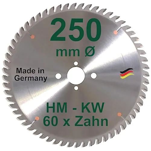 HM Kreissägeblatt 250 mm mit 60 Zähnen für präzise Schnitte