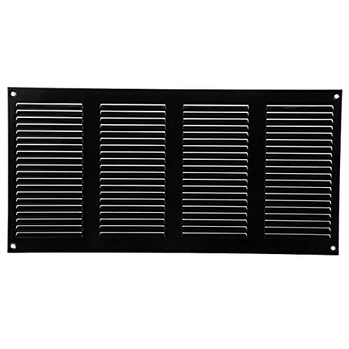 Vent Systems 40 x 20 cm Lüftungsschlitz-Abdeckungen – Schwarz – Metall-Luftrücklaufgitter mit eingebautem Schädlingsschutz-Bildschirm