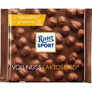 Ritter-Sport Tafelschokolade Voll-Nuss laktosefrei 100g - Laktosefreie Vollmilchschokolade mit 34% Kakao und knackigen Haselnüssen. Genießen Sie den vollen Geschmack ohne Laktose und Gluten. Ideal für unbeschwerte Genussmomente.