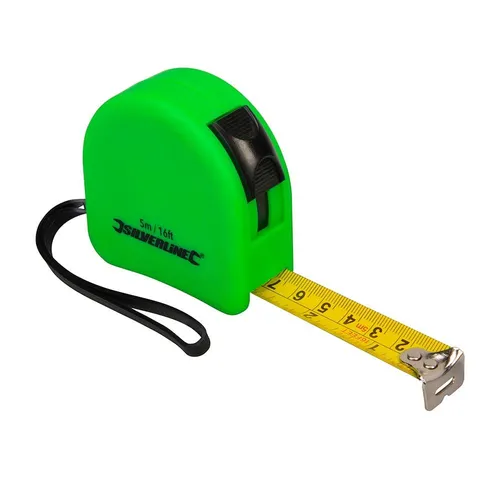 Silverline Rollbandmaß in Signalfarbe 5 m / 16 ft x 19 mm