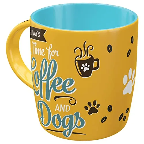 Nostalgic-Art Retro Kaffeebecher, 330 ml, PfotenSchild – Coffee and Dogs – Geschenk-Idee für Hunde-Besitzer, Original Lizenzprodukt (OLP), Keramik-Tasse für Kaffee, Vintage Design