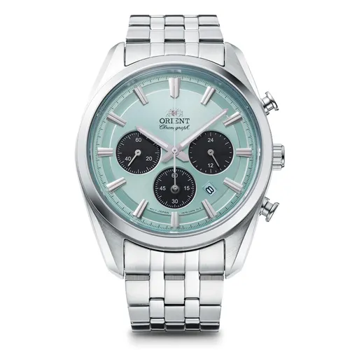 Orient Stretto Solar Chrono Sky Blue Dial Steel Strap Men’s Watch RA-TX0304L10B