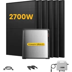 Ecoflow Balkonkraftwerk 2700W mit 800W Wechselrichter - Komplettset für Solarenergie mit 3,84kWh Speicher und 6 hochwertigen Solarpaneelen. Maximale Flexibilität durch Plug & Play-Installation und KI-gesteuerte Energieoptimierung für hohe Kosteneinsparungen.