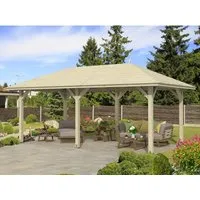 Pavillon SKAN HOLZ Orleans 1 mit Pfostenanker – 656 x 374 cm - Pavillon aus natürlichem Holz mit stabilen Pfostenankern, ideal für Gartenpartys und als stilvolle Terrasse.
