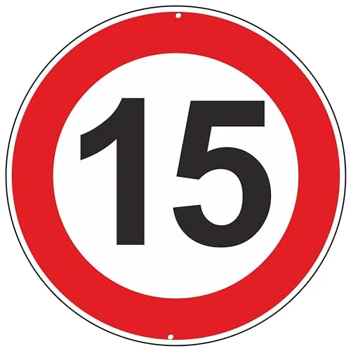 Pubblimania Maximale Geschwindigkeit 15 km Verkehrsschilder aus Aluminium, rund, 3 mm dick, für den Außenbereich Ø 30 (maximale Geschwindigkeit 15 km)