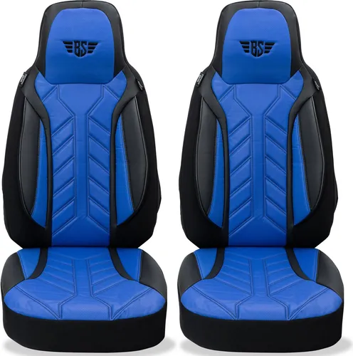 BREMER SITZBEZÜGE für Opel Karl (2015-2019) - Schwarz/Blau - Set aus Schonbezügen für Fahrer- und Beifahrersitz, langlebig und pflegeleicht. Mit praktischem Klettsystem für einfache Montage und zusätzlichen Taschen für Stauraum. Ideal für Schutz und Komfort während jeder Fahrt.