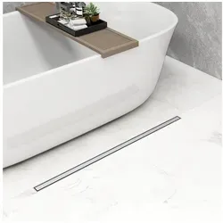 duschspa Duschrinne Edelstahl Bodenablauf, mit 360° Drehbarem Siphon,Geruchsstop und Haarsieb, Slim, Komplettset mit Siphon und Haarsieb, Rostbeständig Korrosionsresistant 80 cm