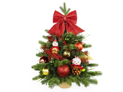 Dekorierter künstlicher Weihnachtsbaum SNOWBIRD II 60 cm mit LED-Beleuchtung IN FLOWER