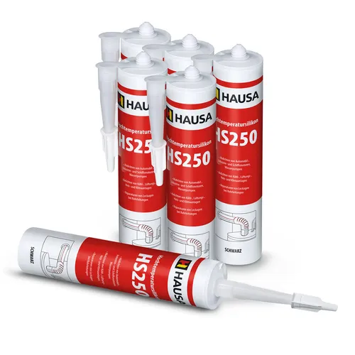 Hochtemperatur-Silikon 6x 300ml - Hitzebeständige Dichtmasse für Motoren - Dicht- & Spachtelmassen, temperaturbeständig bis 305°C, ideal für Motoren und Abgaskrümmer, elastische Rückstellung von 97% für langfristige Dichtheit.