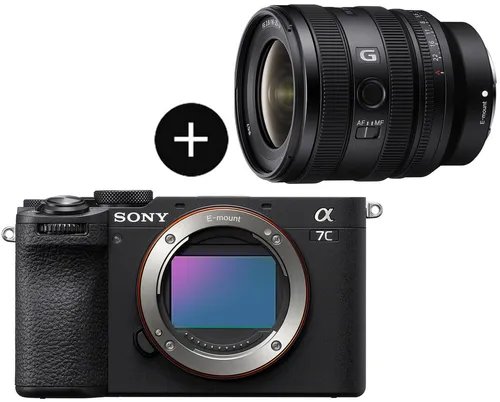 Sony Set: SEL1625G Objektiv + ILCE7CM2B Systemkamera (SEL1625G, 33 MP, 2x opt. Zoom, Bluetooth, WLAN, KI-Autofokus, 10 B/s Serienaufnahmen, 4K Zeitlupe)