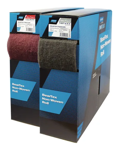 Norton Schleifvliesrolle BT 115x10 Ultrafein - Schleifvliese für exzellente Oberflächenbearbeitung, ultrafein und flexibel – ideal für präzises Finish ohne Durchschleifen von Schichten.