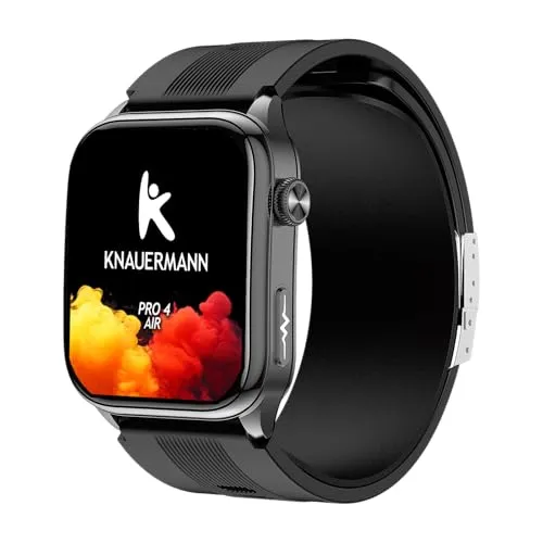 Knauermann PRO 4 Air (2026) Smartwatch & Fitness-Tracker – Schwarz - Innovative Smartwatch mit AMOLED-Display, IP66-Schutz und bis zu 25 Tagen Akku. Ideal für Fitness-Tracking und Wellness-Überwachung mit umfassenden Funktionen für einen aktiven Lebensstil.