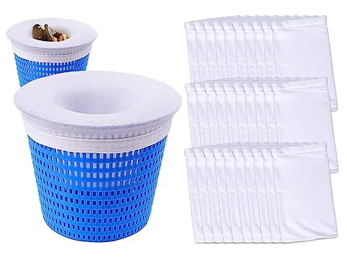 Hitopin 30 Stück Pool Skimmer Socken, Skimmerkorb Netz, Skimmer Filter Netz Wiederverwendbar, Pool Skimmer Socks für Oberflächenskimmer Entfernt Schlacken Blätter