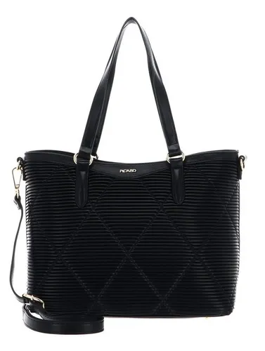 Picard Paris Shopper Tasche 32cm (schwarz) - Damentasche im eleganten Schwarz, aus hochwertigem Kunstleder mit praktischem Reißverschluss und Bodennägeln für zusätzlichen Schutz.