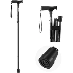 VEVOR Gehstock, zusammenklappbarer Spazierstock mit 5-fach einstellbarer Höhe (805-925mm),  Gehstütze, Gehhilfe aus Aluminium für Senioren und Erwachsene, Wanderstock 100 kg belastbar