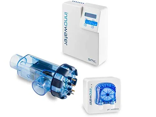 OKU Obermaier INNOWATER Salzwasserelektrolyse SMC-20 - Chlorgenerator für Schwimmbecken bis 90 m³, produziert effektiv 20 g/h Chlor und sorgt für kristallklares Wasser mit einer Zelllebensdauer von 14.000 Stunden.