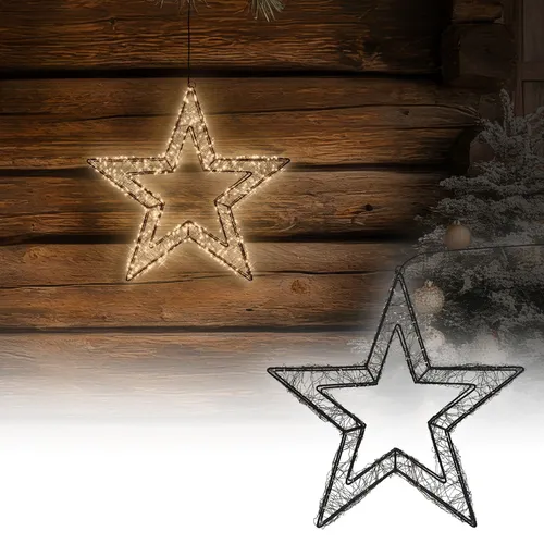 ECD Germany LED Stern Weihnachtsdeko - Nussknacker – Moderner Weihnachtsstern mit 500 extra warmweißen LEDs, ideal für Innen & Außen, inklusive Timerfunktion für automatische Beleuchtung.