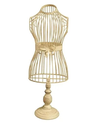 Antike Fundgrube Schneiderpuppe Schaufensterpuppe Kleiderbüste Metall cremeweiß antik Stil (8766)