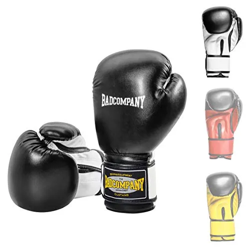 Bad Company Boxhandschuhe White Tiger aus Kunstleder mit Belüftungssystem und breiter Box-Bandage mit Klettverschluss in verschiedenen Farbkombinationen für das Boxtraining, Sparring und Kickboxen I Gewichtsklassen 12 oz