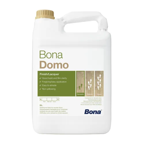 Bona Professional Domo Versiegelung matt 5 Liter - Holzpflege: Einkomponentiger Parkettlack für einfache Verarbeitung und dauerhaften Schutz von Holzfußböden, vergilbungsfrei und mit guter Füllkraft.