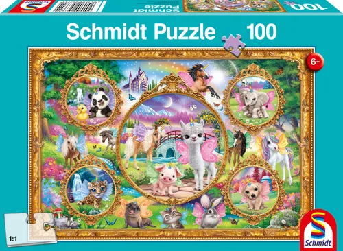 Schmidt Spiele 56371 Puzzle Einhorn-Tierwelt - 100 Teile
