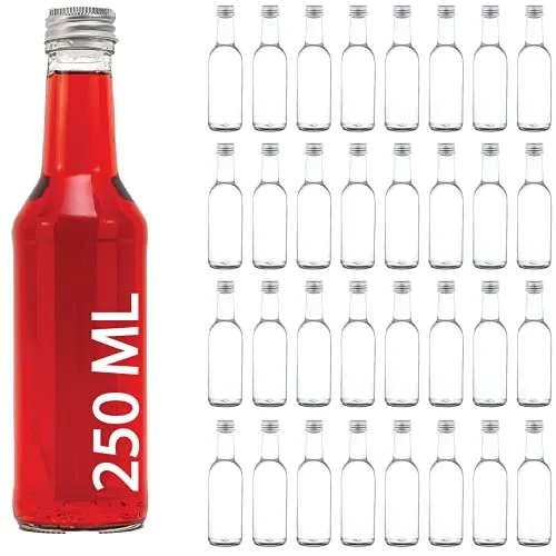 casavetro 12, 30, 42 x 250 ml Flaschen Gerad-Schrubverschluss Saftflaschen kleine Weinflaschen Flaschen zum selbst Abfüllen 0,25 Liter l Likörflaschen Schnapsflaschen Glas Essig-Öl (30 Stück)