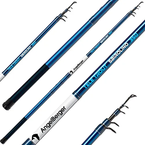 Angel-Berger Tele Trout Sbirolino 350 Forellenrute - Wurfruten für Forellenfischer, extrem leicht und feinfühlig, ideal für weite Würfe mit leichten Ködern und präzises Fischen.