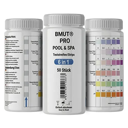 50x 6in1 Pool & Spa Tube Test Whirlpool Wassertester Teststreifen Chlor pH Werte Testpapier