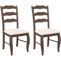 DELUKE Esszimmerstühle RESZ 2er Set Braun-Creme mit Kissen