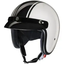 Kochmann RB-675 Jethelm Weiss / Schwarz XL - Motorradhelm aus Fiberglas mit Brillenschlaufe und Helmschirm, bietet hohen Tragekomfort durch weiches Textilfutter und ist ideal für stilbewusste Fahrer.