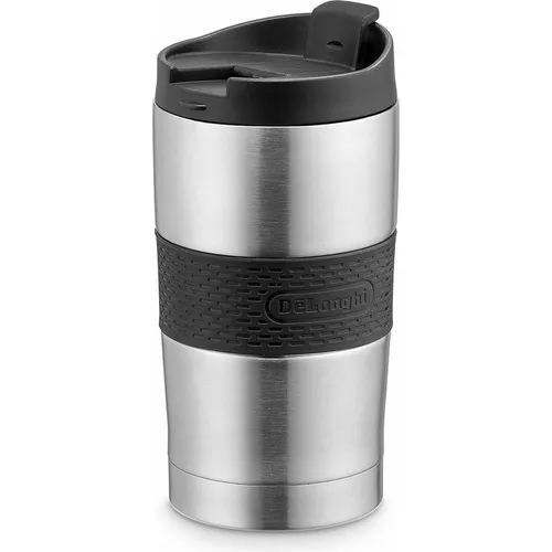 De'Longhi Reise-Thermobecher DLSC074 - Thermostassen & -becher, doppelwandiger Edelstahlbecher mit auslaufsicherem Deckel und Klick-Öffnung für heiße und kalte Getränke, ideal für unterwegs