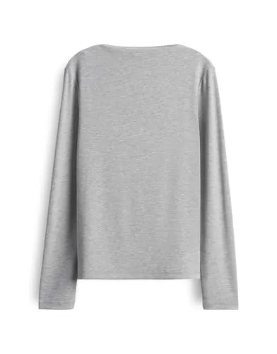 someday Damen Langarmshirt | KELEA Slim Longsleeve mit feiner Rippstruktur Hazy Fog Melange, 40