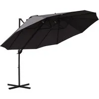 Outsunny Doppelsonnenschirm Oval 445x270cm mit Kurbel - XXL Sonnenschirm für großen Schattenbereich, wasser- und UV-resistent, mit cleverem Design und einfacher Handhabung durch Kurbelmechanismus.