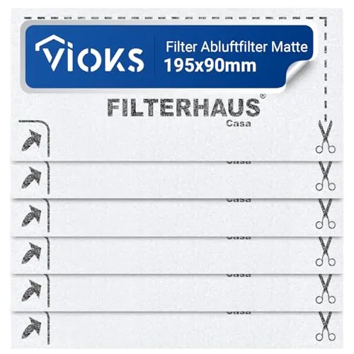 VIOKS Set 6x Abluftfilter Filtermatte Luftfilter Zuschneidbar Ersatz für Miеle Airclean Filter 3944711 SF-SAC20
