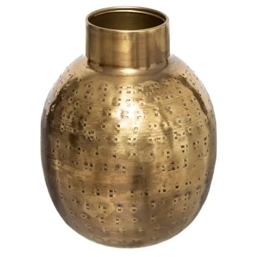 Atmosphera - Vase Oasis - gehämmertes Metall - goldfarben H. 15 cm - Model 2