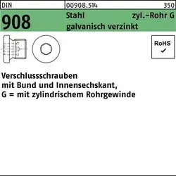 Verschlußschrauben DIN 908 St. G 1 1/2 A galv. vz (10 Stück) - Schrauben, 10 Stück, aus Deutschland, ideal für sichere Abdichtungen mit 150 mm Gewindegröße.