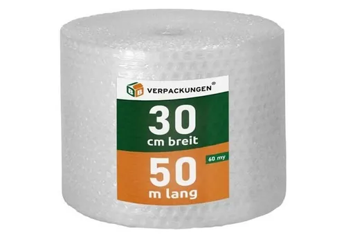 BB-Verpackungen Schutzfolie Luftpolsterfolie (0,3 x 50 m) 2-lagig 60 my, (10-St), 2-lagig, 0,3 x 50 m, 60 my