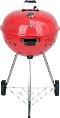 Runder Holzkohlegrill 54cm mit Thermometer, rot von Trizeratop