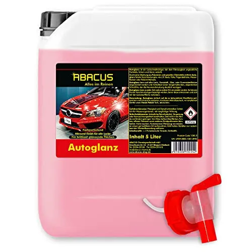 ABACUS® Autoglanz mit Lotus-Effekt, Glanzreiniger für brillanten Tiefenglanz, Glanzfinish, Detailer, Glanz Spray, Lackreiniger, Schnellwachs, Trockenwäsche Auto, Autoreiniger – Autoglanz 5 Liter
