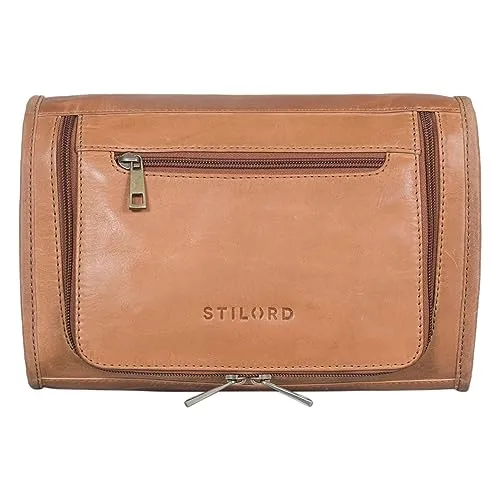 STILORD 'Juri' Leder Kulturbeutel - Große Unisex Waschtasche aus echtem Leder - Eleganter Kulturbeutel für Damen und Herren: Ideal für Reisen und Alltag. Geräumig und praktisch mit hochwertigem Echtleder, bietet er ausreichend Platz für alle Pflegeprodukte. Maße: 28 x 19 x 10 cm.